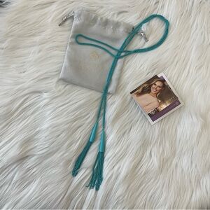 Kendra Scott Phara “Aqua” Turquoise Blue Chain Metal Tassel Boho Necklace